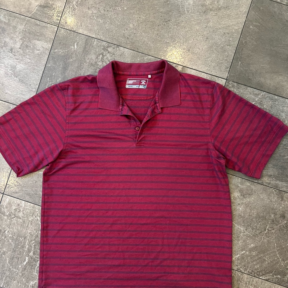 Men's Striped Polo Shirt - Burgundy size xxl
